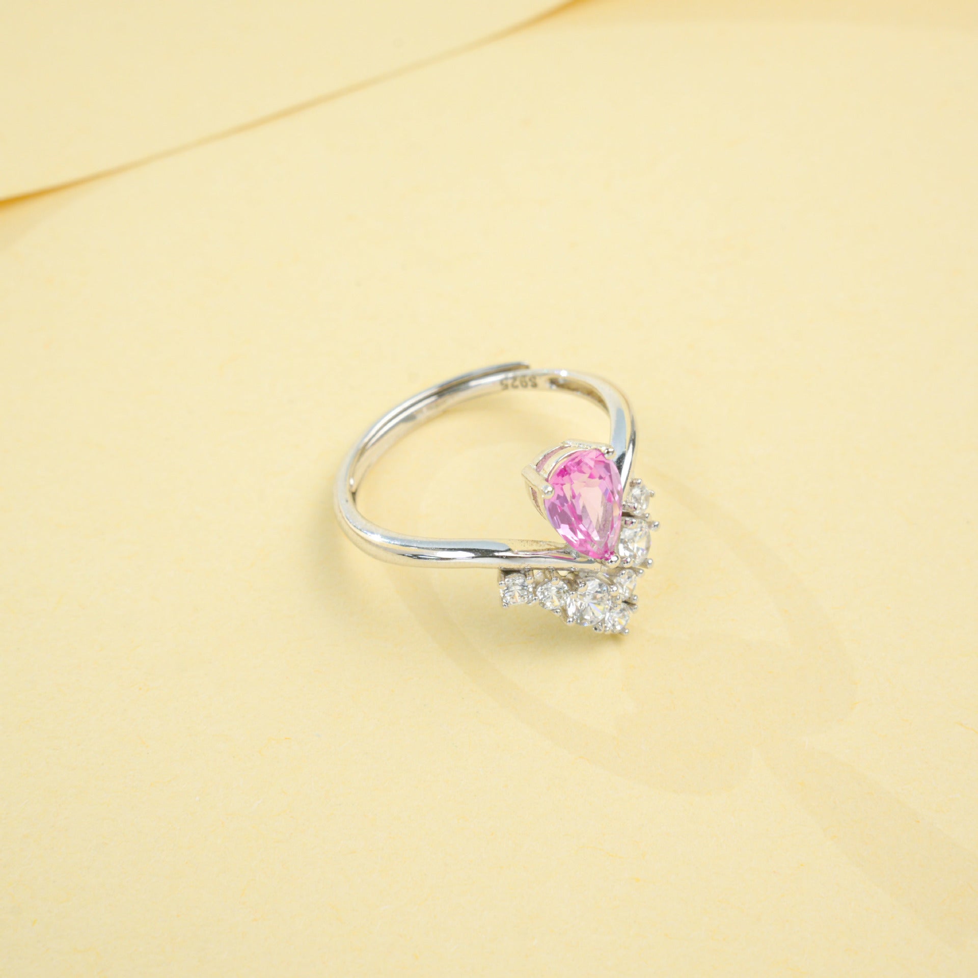 S925 Sterling Silver Lab Padparadscha Ring, Premium Anniversary Gift - Photo 3