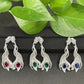 S925 Sterling Silver Lab Emerald Earrings, Vintage Sparkling Diamond - Photo 4