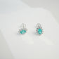 S925 Silver Oval Lab Paraiba Tsavorite Sunflower Halo Stud Earrings, Versatile - Photo 2