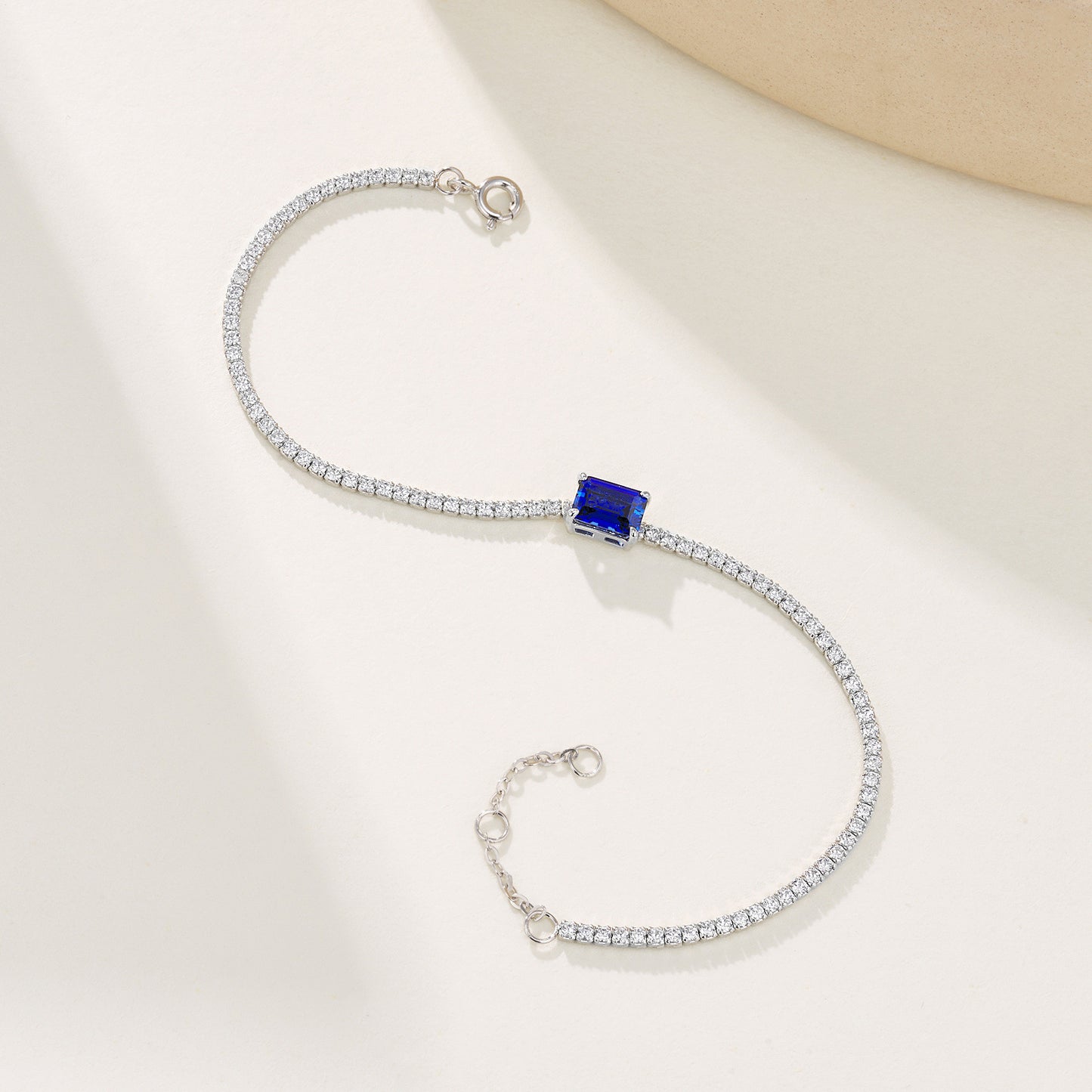Hot Simple S925 Silver Vintage Bracelet, Lab Sapphire - Photo 3
