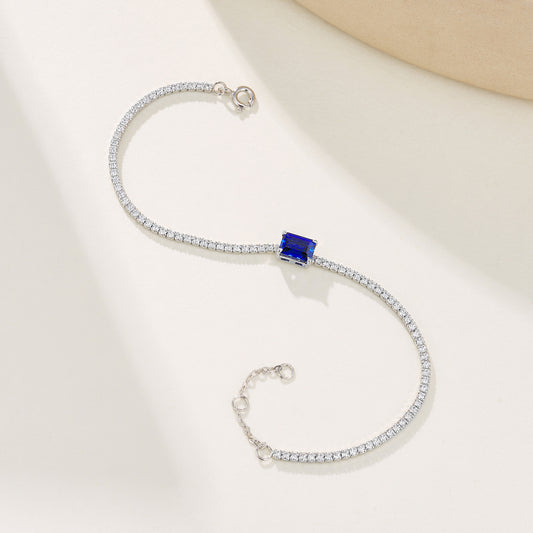 Hot Simple S925 Silver Vintage Bracelet, Lab Sapphire - Photo 3