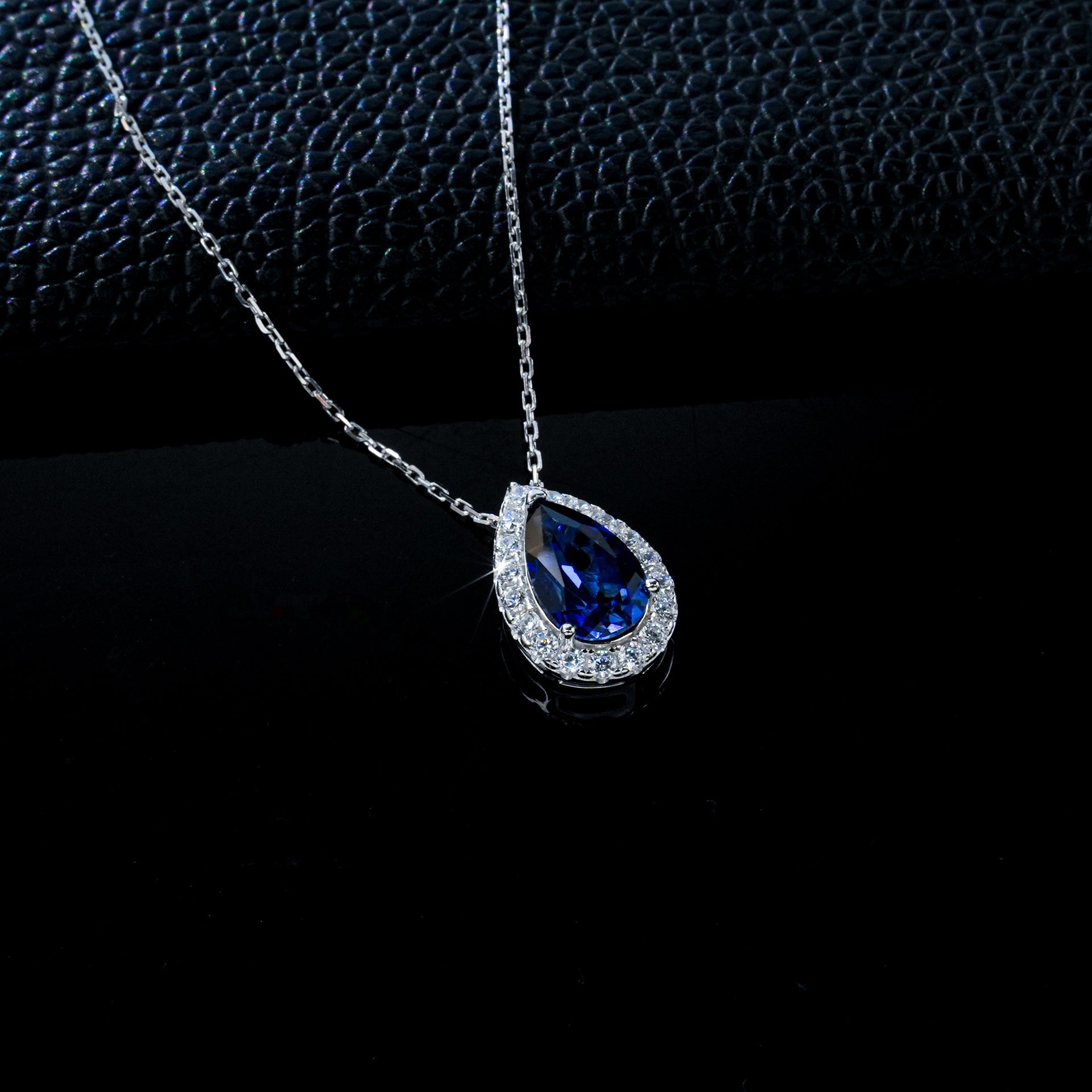 925 Sterling Silver Lab Sapphire Necklace for Women, Minimalist Premium Versatile - Photo 3