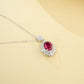S925 Sterling Silver Lab Ruby Necklace, Elegant Minimalist - Photo 2
