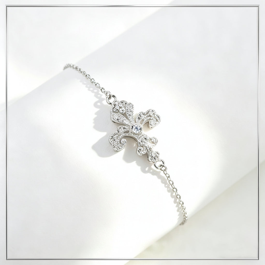 S925 Sterling Silver Iris Bracelet for Women, Designer Vintage Palace - Photo 1