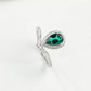 S925 Sterling Silver Lab Emerald Teardrop Pear Ring, Minimalist Designer - Photo 2