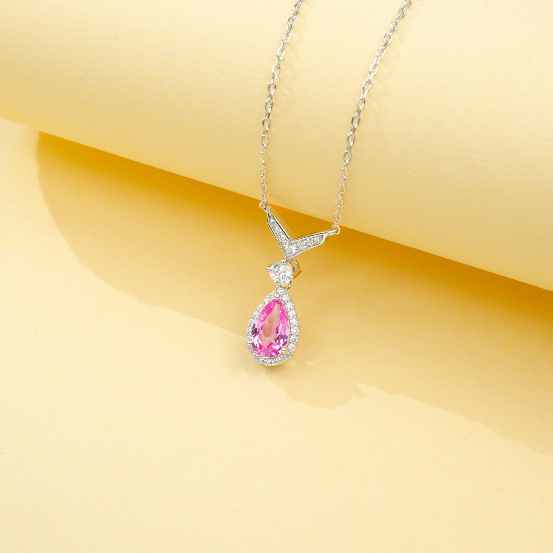 925 Sterling Silver Lab Padparadscha Necklace for Women, Premium Minimalist Versatile - Photo 6