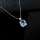 925 Sterling Silver Lab Sapphire Square Pave Choker Necklace, Elegant Versatile - Photo 4