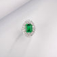 S925 Sterling Silver Lab Emerald Ring, Premium Anniversary Birthday - Photo 4