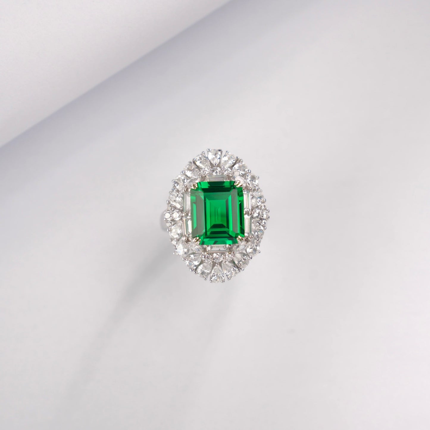S925 Sterling Silver Lab Emerald Ring, Premium Anniversary Birthday - Photo 4