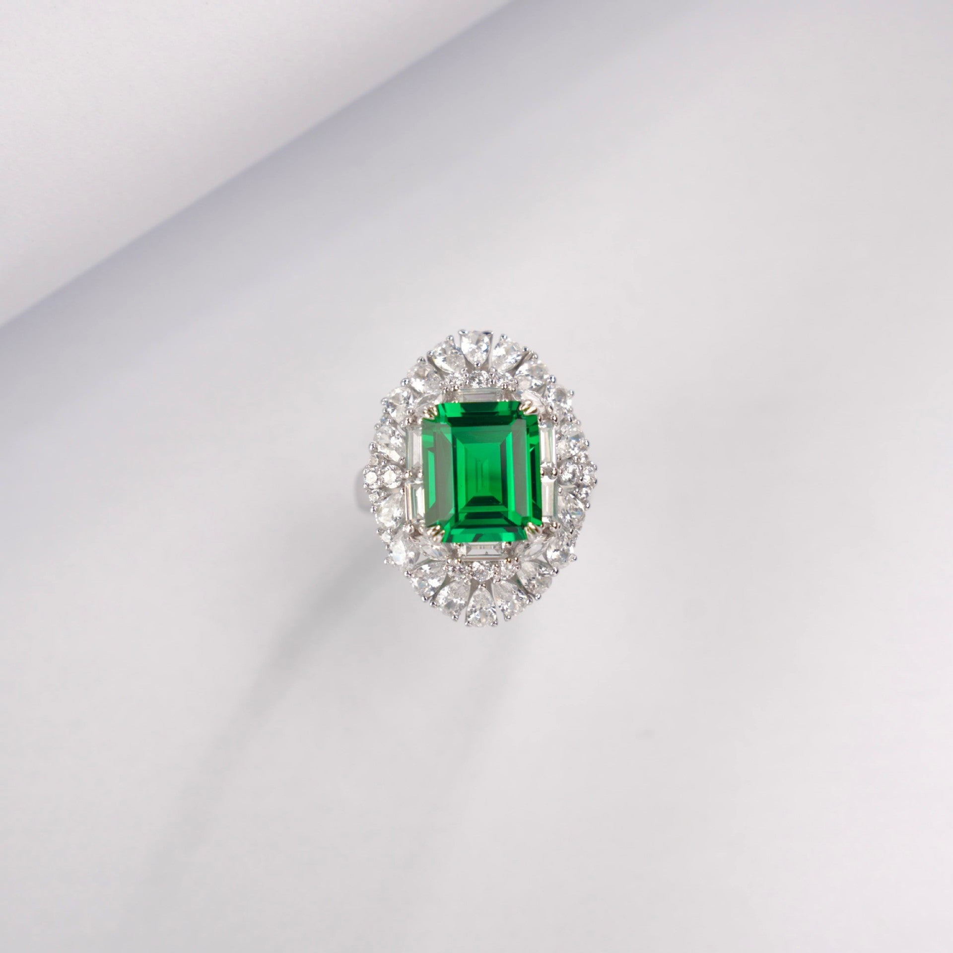 S925 Sterling Silver Lab Emerald Ring, Premium Anniversary Birthday - Photo 4