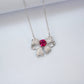 S925 Sterling Silver Lab Ruby Bow Full Diamond Choker, Versatile - Photo 4