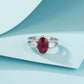 S925 Sterling Silver coloured Gemstone Ring, Oval Double Teardrop for Women - Photo 2
