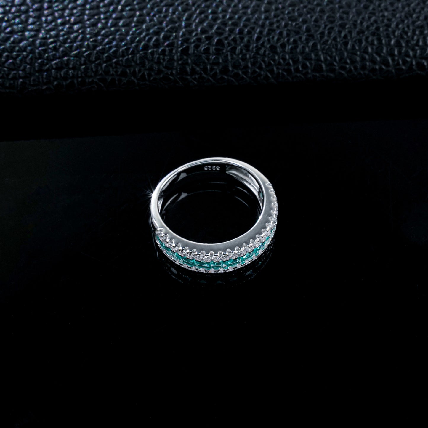 S925 Silver Emerald Eternity Band Square Diamond, Versatile Ring - Photo 4