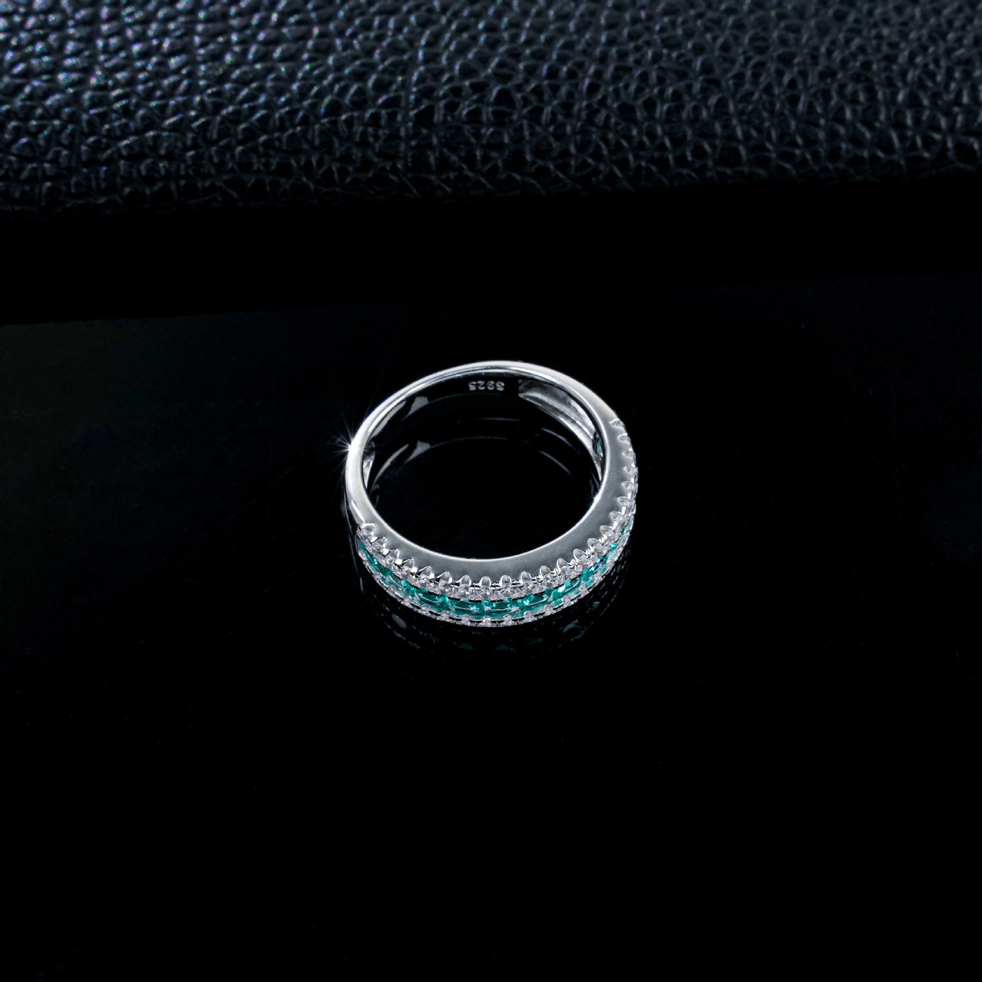 S925 Silver Emerald Eternity Band Square Diamond, Versatile Ring - Photo 4