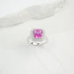 925 Sterling Silver Lab Padparadscha Ring, Unique Trendy - Photo 3