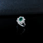 S925 Sterling Silver Lab Emerald Snowflake Halo Ring, Premium Gift for Women - Photo 3