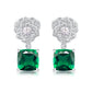 S925 Silver 3D Camellia Lab Emerald Drop Earrings, French Gemstone Flower - Photo 5