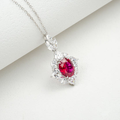 S925 Lab Pigeon Blood Ruby Ring, Elegant - Photo 6
