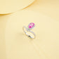 925 Sterling Silver Lab Padparadscha Ring, Anniversary Gift - Photo 3