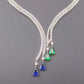 S925 Silver Necklace Emerald and Sapphire Pendant Diamond Chain, Premium Skin-Brightening - Photo 4