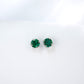 S925 Silver Round Lab Emerald Stud Earrings, Gemstone Simple - Photo 3