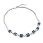 925 Sterling Silver Lab Sapphire Square Leaf Choker Necklace, Premium Wedding - Photo 5