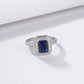 S925 Sterling Silver Lab Sapphire Ring, Halo Full Diamond - Photo 4