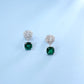 S925 Silver 3D Camellia Lab Emerald Drop Earrings, French Gemstone Flower - Photo 3
