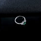 S925 Silver 4-Claw Lab Emerald Ring with Side Teardrop Diamond, Matching Silver Ring - Photo 4