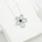 S925 Silver Five-Petal Flower Lab Emerald Diamond Halo, Women's Choker - Photo 4