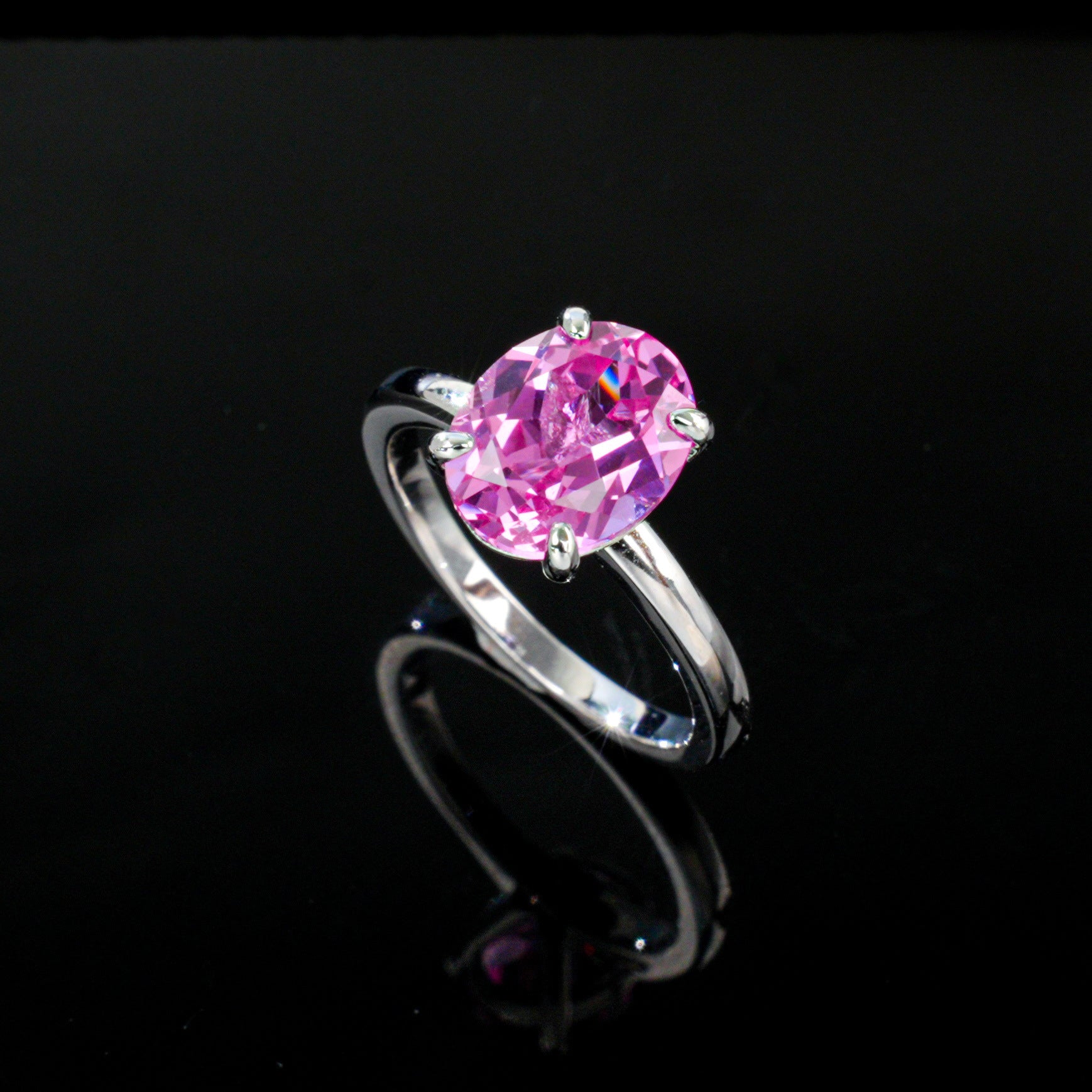 925 Sterling Silver Lab Padparadscha Ring, Minimalist Design Premium - Photo 2