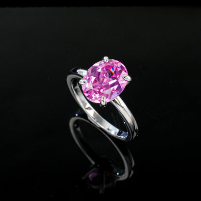 925 Sterling Silver Lab Padparadscha Ring, Minimalist Design Premium - Photo 2