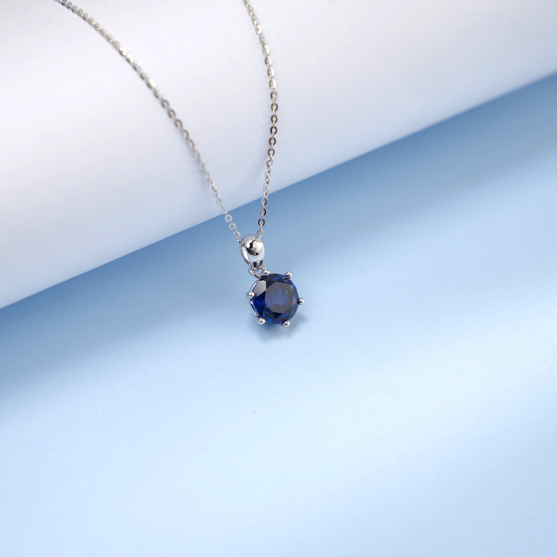 S925 Silver 6-Claw Solitaire Lab coloured Gemstone Multicolor, Simple Versatile Choker - Photo 4