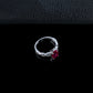 S925 Silver Cushion Lab Ruby Bar Ring, Couple Birthday Gift - Photo 4