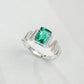 S925 Sterling Silver Lab Emerald Ring, Simple Bold Design - Photo 5