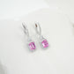 S925 Sterling Silver Lab Padparadscha Square Emerald-Cut Drop Earrings, Vintage Versatile - Photo 2