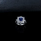 S925 Sterling Silver Lab Sapphire Ring Halo Diamond, Versatile Jewellery Premium - Photo 3