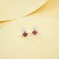 S925 Sterling Silver 6-Claw Lab Ruby Earrings, Pigeon Blood Lab - Photo 2