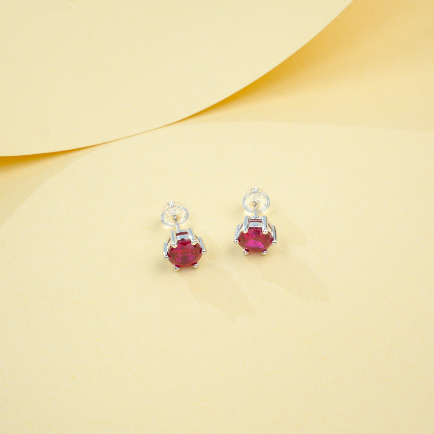 S925 Sterling Silver 6-Claw Lab Ruby Earrings, Pigeon Blood Lab - Photo 2