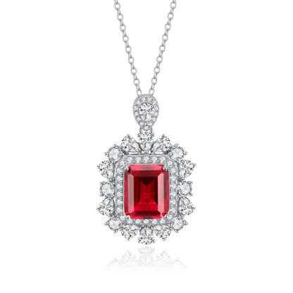 Lab Ruby Necklace 925 Silver Original Design Sugarloaf, Elegant Evening - Photo 5