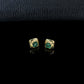 S925 Silver Vintage Wrap Princess-Cut Lab Emerald Stud Earrings, Geometric - Photo 3