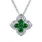 S925 Sterling Silver Lab Emerald Four-Leaf Clover Halo Pendant Necklace, Premium for Women - Photo 1