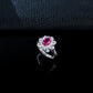 S925 Sterling Silver Lab Ruby Snowflake Open Ring - Photo 3