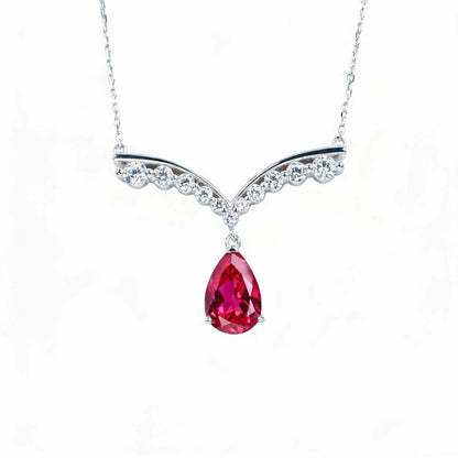 925 Sterling Silver Lab Ruby Necklace for Women, Minimalist Premium Versatile - Photo 6