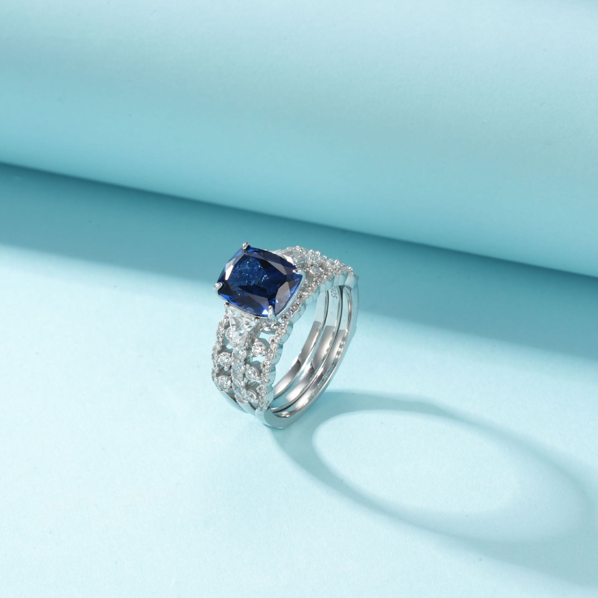 Lab Sapphire Ring S925 Sterling Silver, Versatile Premium Wedding - Photo 5