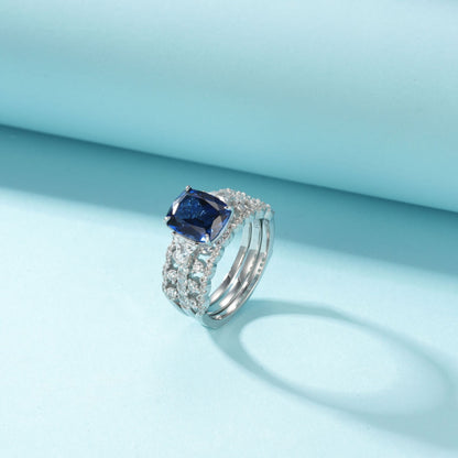 Lab Sapphire Ring S925 Sterling Silver, Versatile Premium Wedding - Photo 5