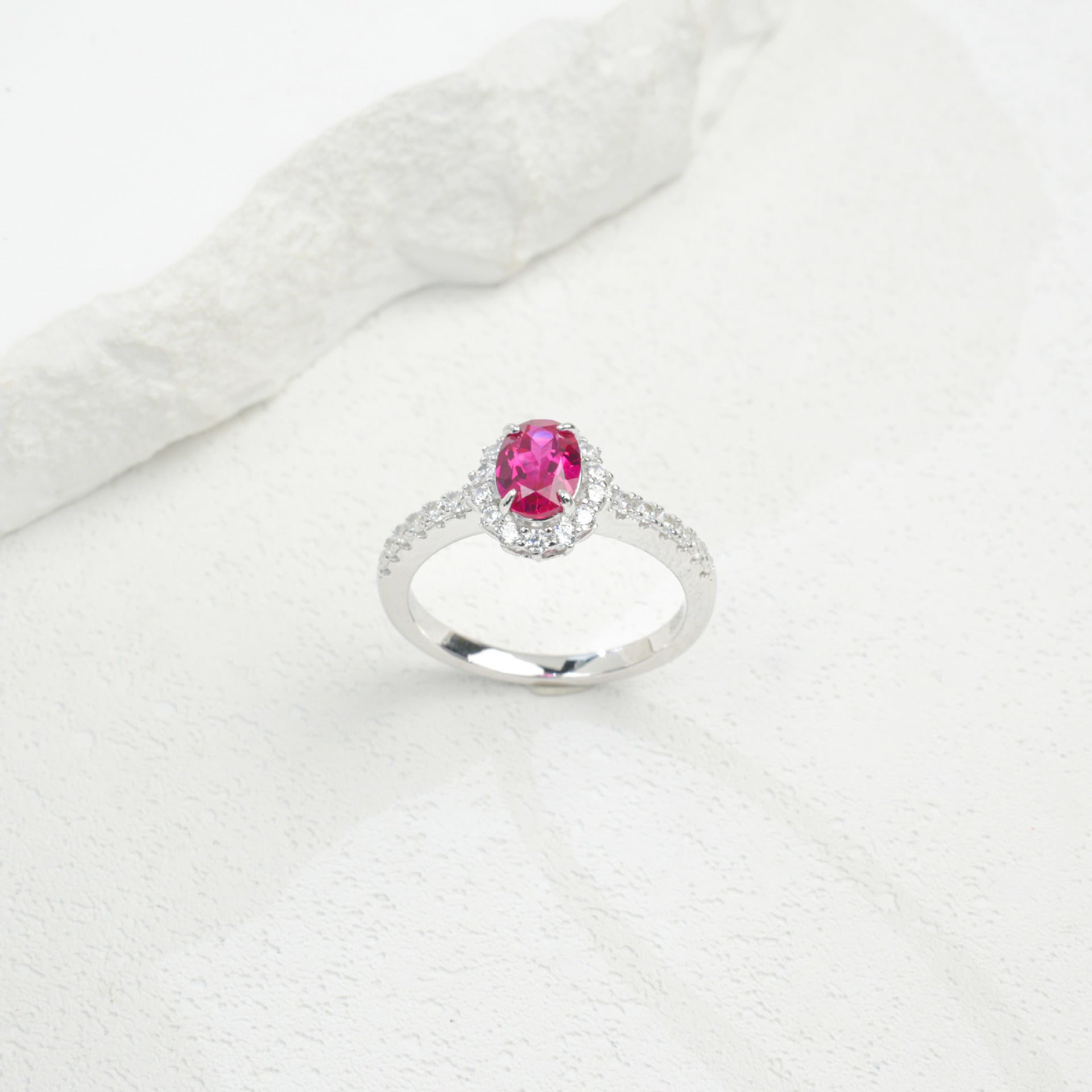 925 Sterling Silver Lab Ruby Ring for Women, Versatile - Photo 3