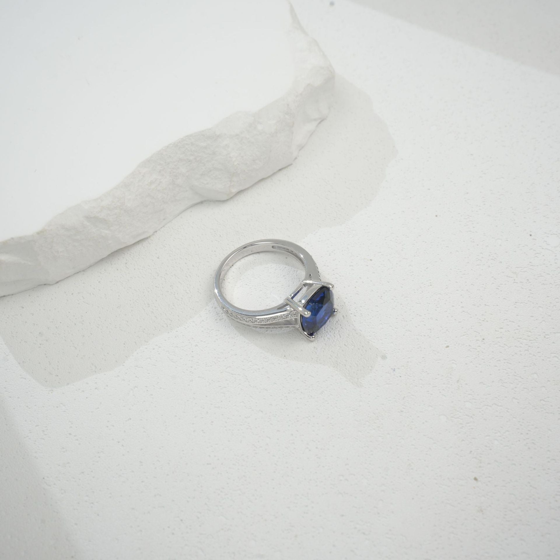 S925 Sterling Silver Sapphire Ring, Vintage Premium Trend - Photo 4