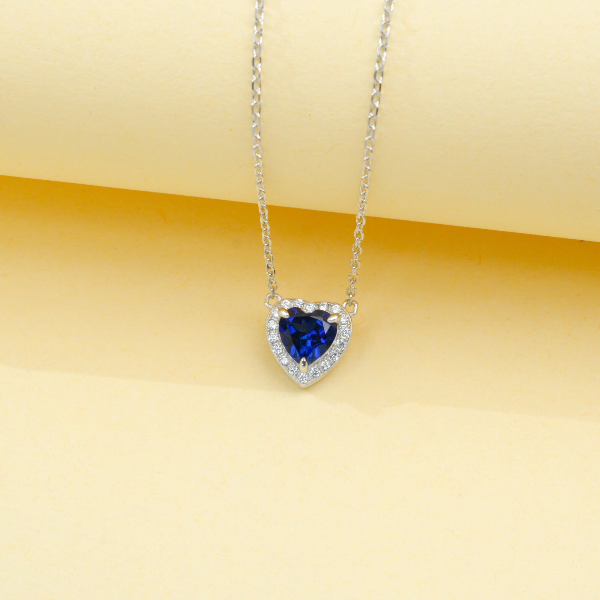 925 Sterling Silver Lab Sapphire Pave Choker Necklace, Premium for Women - Photo 2