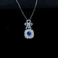 S925 Sterling Silver Lab Sapphire Bowknot Square Pave Choker Necklace, Premium for Women - Photo 2